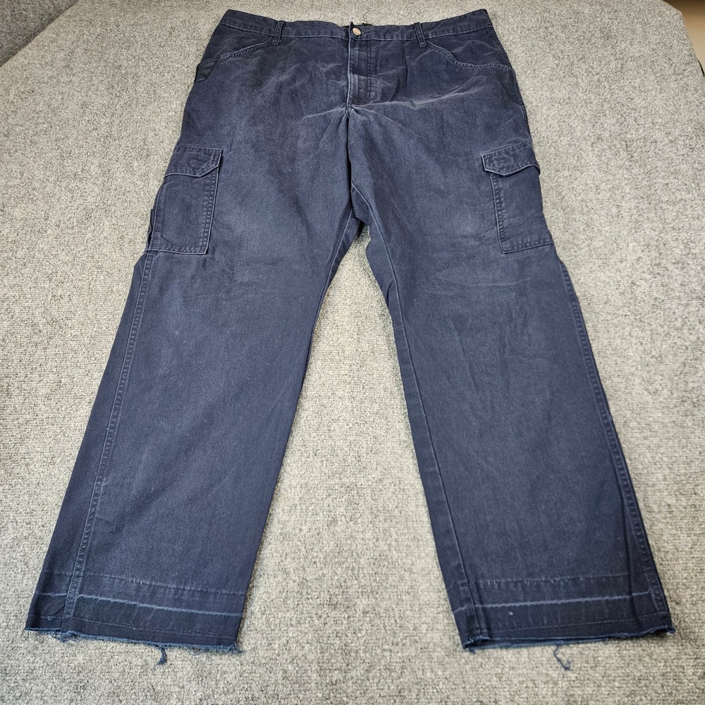 Wrangler Workwear Mens Navy Blue‎ Cargo Pants Cut Raw Hem 40x31